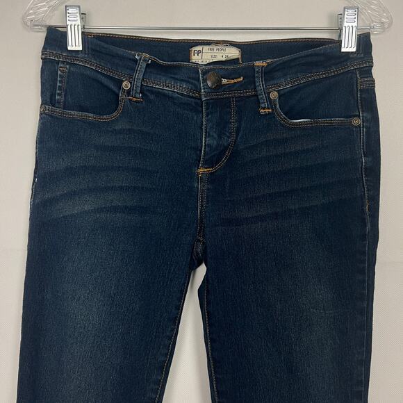 Free People Womens Jeans 26 Dark Wash Stretch Ankle Western Rodeo Cowgirl Cowboy - Picture 3 of 8